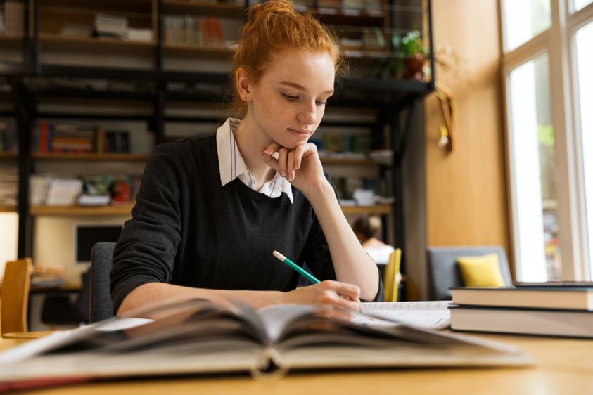 girl student studying