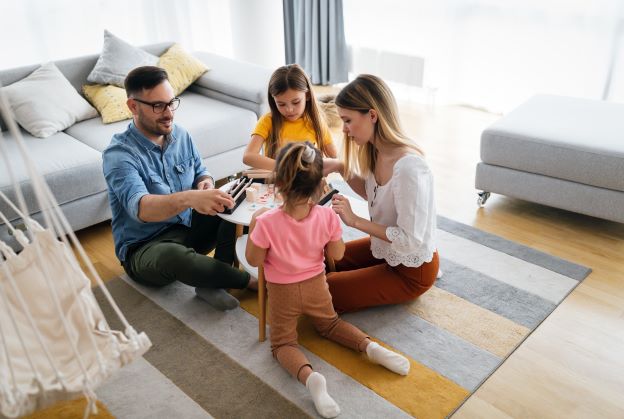 playing board games with family