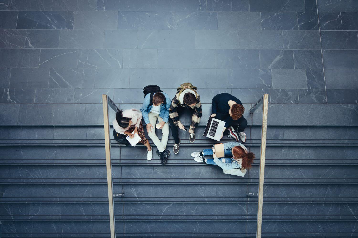 group of students studying