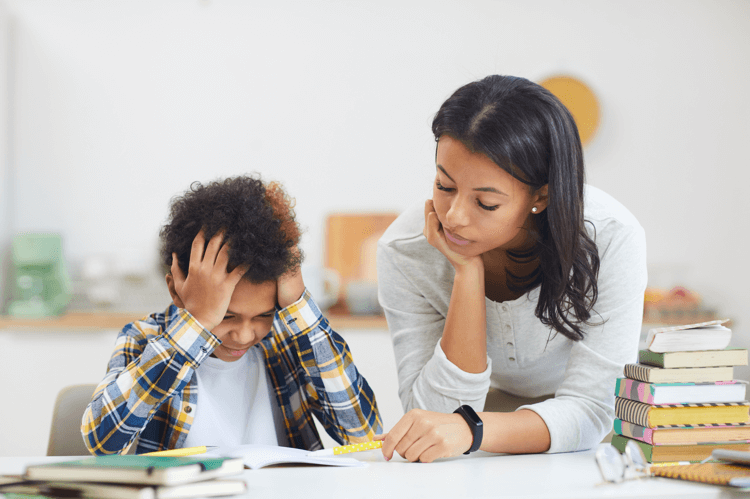 patient tutor with upset student