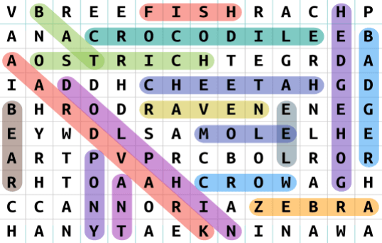 word search literacy game