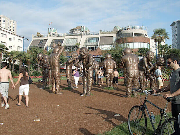 Laughing statues in vancouver